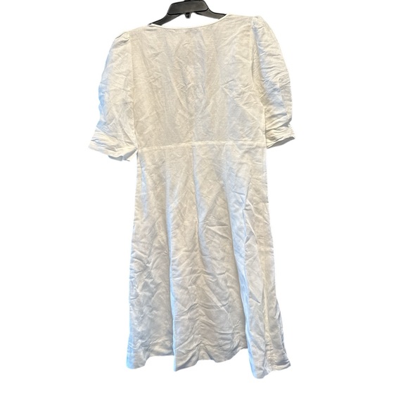 Parker Off White Linen Puff Sleeve Mini Dress Size 8 NWT Ivory - Picture 5 of 10